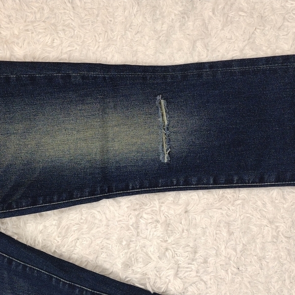 Current/Elliot Blue Dark Wash Mid Rise Plaid Detail Straight Leg Denim Jean - Picture 6 of 14